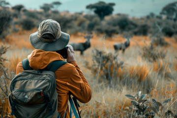 Nature photographer at golden hour