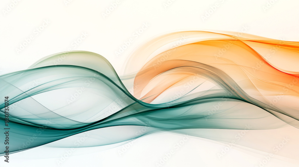 Poster abstract flowing colorful waves, intertwining and blending together, creating a dynamic and fluid vi