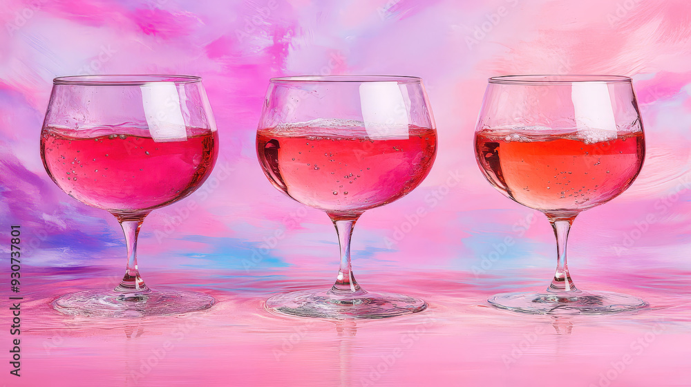 Wall mural pastel trio of glasses