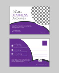 Corporate Business Postcard Design or Save The Date Invitation Card or Direct Mail EDDM Design, Modern & creative corporate business postcard design template, Purple color 