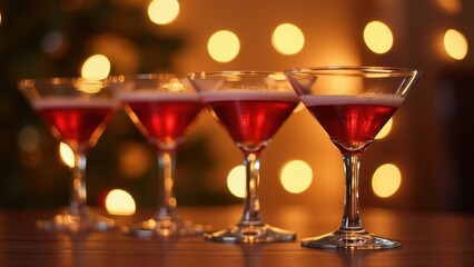 Sparkling Celebration: Festive Cocktails Against a Backdrop of Bokeh Lights