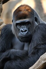 Obraz premium Gorilla Staring. Powerful Ape Primate Ancestor Surprisingly Stare