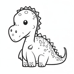 Naklejka premium COLORING DRAWING A LITTLE DINOSAUR 2