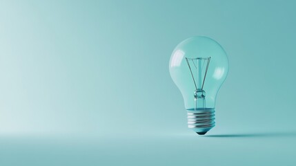 A serene digital artwork featuring a light bulb floating on a soft blue background, representing the emergence of calm, innovative ideas in a minimalist, modern style.
