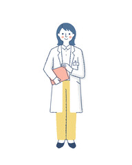 白衣姿の笑顔の女性