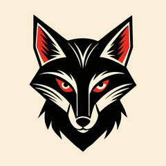 Fototapeta premium Fierce fox head illustration in black and red for t-shirt print