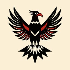 Bold eagle graphic with black and red accents for t-shirt print