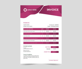 Business invoice form template. clean invoice template vector design. professional invoice design.