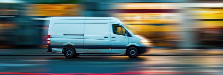 Obraz premium Motion Blur Effect of a Delivery Vehicle