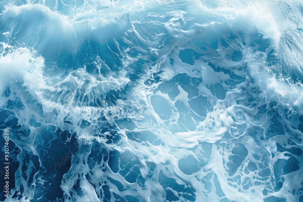 Poster a close-up shot of an ocean wave with water and foam