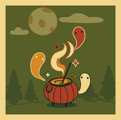 Halloween poster. Ghost theme. Vector illustration