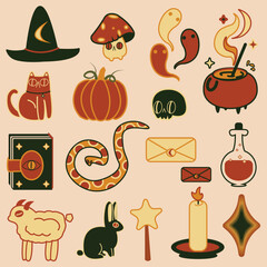 Halloween set. haunted stickers. Halloween sticker set. Vector illustration