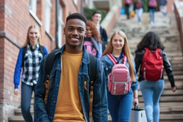 Obraz premium Group of people descending stairs