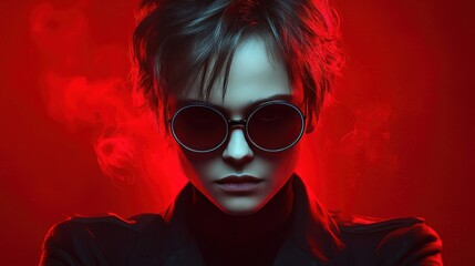 Mysterious Woman in Red Light