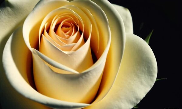 Un Capullo de Rosa Color Blanca Crema Abre su Esplendor