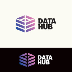 Data hub technology logo design vector template editable 