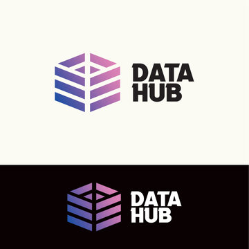 Data hub technology logo design vector template editable 