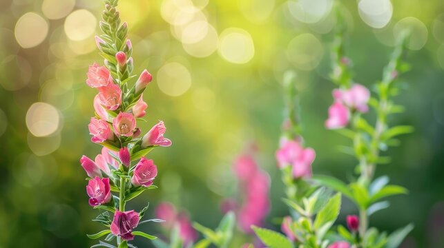 Snapdragon flower in natural setting with blurred green background