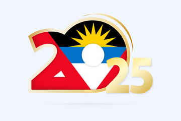 Year 2025 with Antigua and Barbuda Flag pattern.