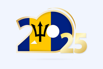 Year 2025 with Barbados Flag pattern.
