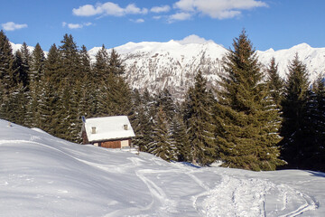 Mountain panorama of the ski area in the Lepontine Alps