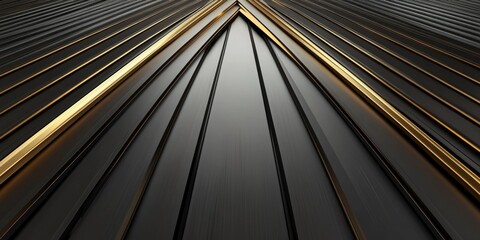 Aluminum Roof Illustration. Elegant Three-Dimensional Abstract Art Design on Empty Black Wall