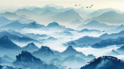 Blue mountain layer of mountain for nature background