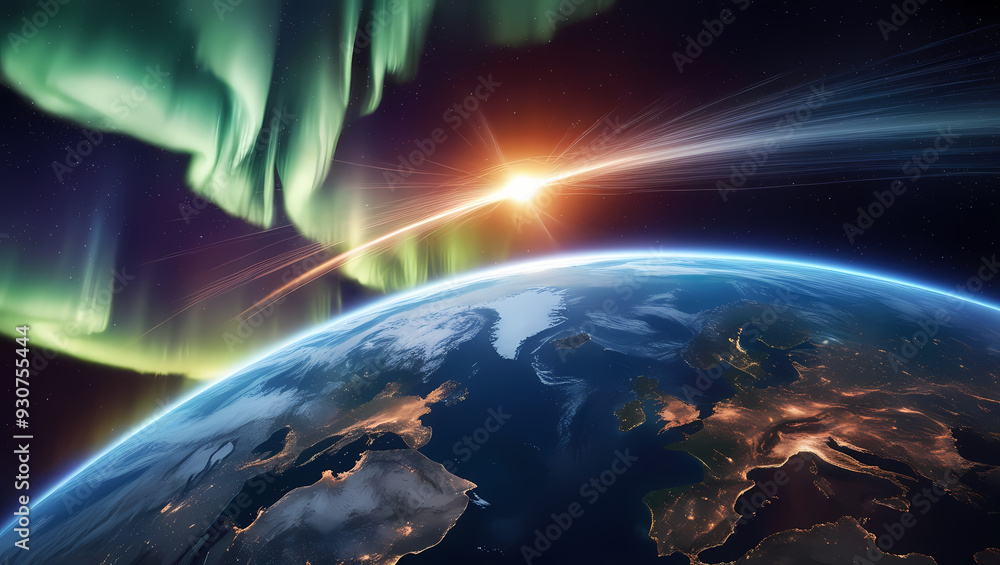 Wall mural cosmic storm view generative ai