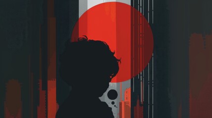 Obraz premium Red Circle Silhouette