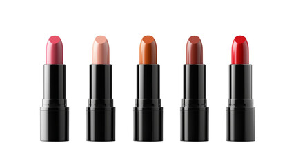 Obraz premium set of different colors lipsticks on transparent background, beauty makeup concept