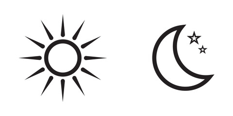 Set of time of the day icons. Sunset, sun, moon icons. Vector illustration