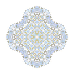 Ornamental golden seleste  laced vector floral composition, flourish vignette, ornamental cross on dark background