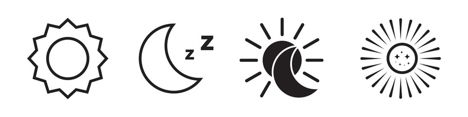 Vector set of linear boho moon, sunset and light rays. Hand drawn sunburst, golden outline sun line art icons in minimal bohemian style. Mystic magic esoteric symbols, celestial logo design elements.