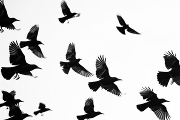 Obraz premium A group of birds soaring through the sky