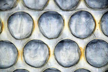 Colorful rainbow bubble wrap for protection closeup