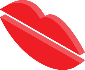 3d illustration of red lips with a white stripe cutting them horizontally, symbolizing censorship of speech