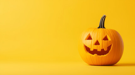  Jack-o'-Lantern with Smiling Face on Yellow Background