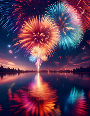 Fototapeta premium Diwali fireworks in the city