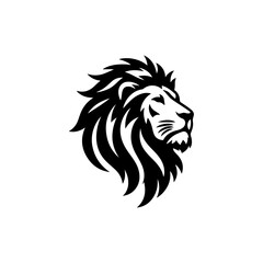 Lion head silhouette vector art Illustration.