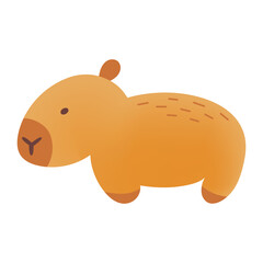 Cute hand draw capybara isolated on white background.Childish,kids print. Vector illustration. Cartoon characters.Flat style with mesh gradient.Brown color.For wrapping and wallpaper.