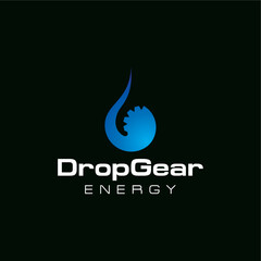 Drop gear energy industrial  logo design vector template editable 