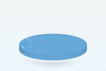 3D Isometric Map Highlighting Kiribati in Red.