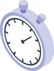 Analog stopwatch is showing time passing concept for web design isolated on white background