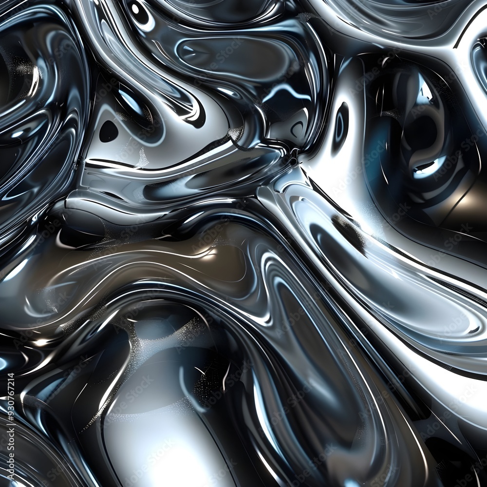 Poster abstract metallic liquid-like surface with swirling patterns