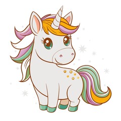 Fototapeta premium happy unicorn sticker with a playful design isolated on white background
