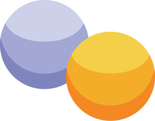 This minimalist illustration features two simple balls, one purple and one orange, seemingly floating in mid air