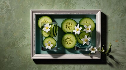 cucumber fresh water flower glass frame healthy desktop background.