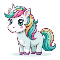 Fototapeta premium vibrant unicorn sticker with a joyful expression isolated on white background
