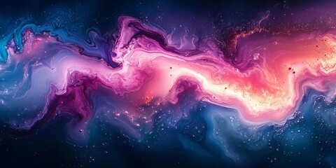High-Detail Acrylic Pouring: Cyan and Magenta, generative ai