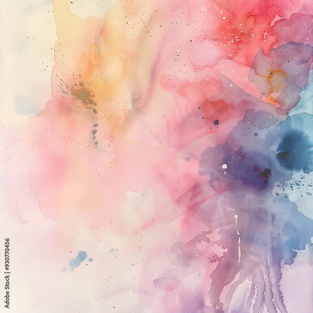 Poster a soft, abstract painting with delicate pastel colors blending into each other, creating a dreamy an